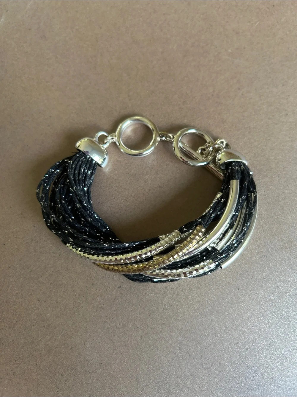 Black and Silver Multi-Strand Wrap Bracelet